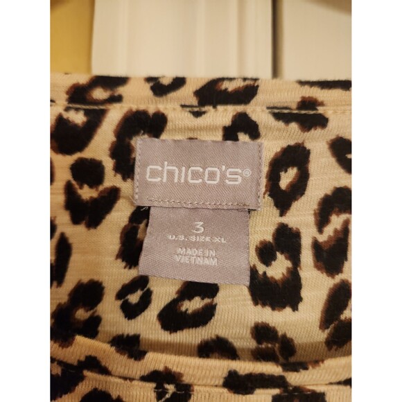 Chico's Leopard-Print 3/4 Sleeves Shirt Size 3 US 16 - Picture 2 of 6